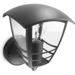 Philips Aplique Exterior Creek E27 60W Negro Luz Hacia Arriba IP44 Pared Aluminio