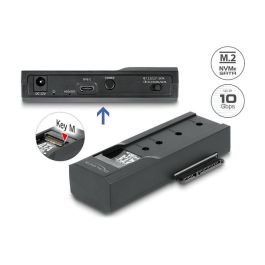DELOCK Adaptador USB Type-C para SSD M.2 o SATA SSD/HDD, USB 3.2 Gen 2 (10 Gbps), Conector Realtek RTL9210B, Incluye Cable USB-C y Fuente