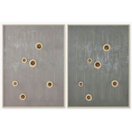 DKD Home Decor Set 2 Cuadros Modernos Murales Decorativos Hojas Nidos Verde Beige Lienzo PS 120x90x3.5 cm Diseño Surtido