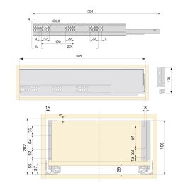 Emuca Kit de cajón para cocina o baño Vertex de altura 178mm con regulación 3D, tableros incluidos, módulo 900mm, Pintado blanco