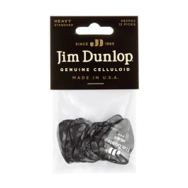 Dunlop Pack 72 Púas Genuine Celluloid Classic Negro Perlado Heavy
