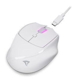 Sharkoon M25W Ratón Inalámbrico RF + USB Type-C Mano Derecha Óptico 4000 DPI Blanco