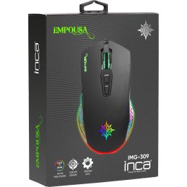 INCA Ratón Gaming IMG-309, 7200 DPI, RGB, 7 Botones, USB, Negro