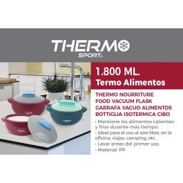 Thermosport Termo para Alimentos de Plástico 1800 ml con Dimensiones 25 x 20 x 10.5 cm (12 Unidades)