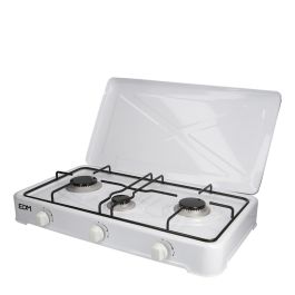 Edm Cocina de gas esmaltada 3 fuegos Blanco 60x37x10 cm Edm Cocina de gas esmaltada 3 fuegos Blanco 60x37x10 cm