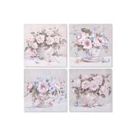 Cuadro Romantico DKD Home Decor Rosa Blanco 3 x 60 x 60 cm (4 Unidades) Precio: 63.50000019. SKU: B14VV3Z22G