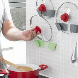 Pack Set de 3 Soportes Adhesivos para Tapas de Cocina y Organizador de Especias Adhesivo y Divisible y Recipientes de Cocina Adh