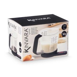 Báscula Jarra Medidora Kinvara 21x17x14.5 cm, Negro, 5 Kg Máx, Incluye Pilas (6 Unidades) Báscula Jarra Medidora Kinvara 21x17x14.5 cm, Negro, 5 Kg Máx, Incluye Pilas (6 Unidades)