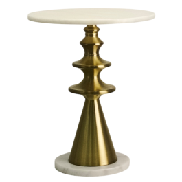 DKD Home Decor Mesita Auxiliar Moderna de Mármol y Metal Blanco Dorado 41 x 58 x 41 cm