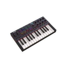 Akai Professional Controlador MIDI MPK Mini IV, 25 Teclas, 8 Pads RGB Retroiluminados, Pantalla a Color, USB-C, Color Negro