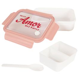 Cook Concept Fiambrera Dolce Vita 3 Compartimentos con Tapa de Válvula y Tenedor 2 en 1, Azul, Rosa o Amarillo, 1.2 L