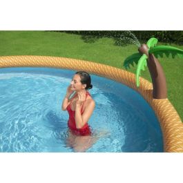 Bestway Piscina Fast Set 457x84 cm con filtro 58383 y cartucho 58094, 9.677L, fuente palma y decoración floral
