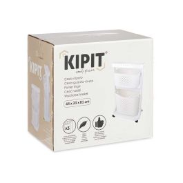 Kipit Ropero Plástico 2 Alturas con Ruedas Blanco 33x84x43 cm