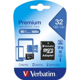 Verbatim MicroSDHC 32GB Clase 10 90MB/s con Adaptador SD