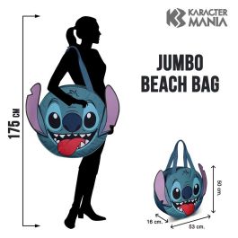 Disney Lilo y Stitch Bolsa de Playa Redonda Jumbo Face Azul de Gran Capacidad 42L - 53x50cm