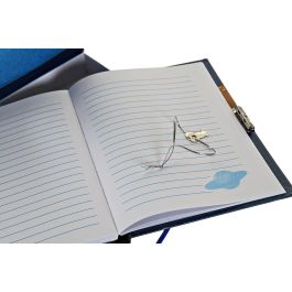 DKD Home Decor Diario Cosmos Azul. Cuaderno de Cartón y Papel para Escribir. Medidas: 23 cm Ancho x 18.3 cm Alto x 5 cm Largo