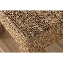 DKD Home Decor Banana 1c25 Mesita Auxiliar Natural de Fibra y Teca con 1 Estantería 40x40x40 cm