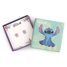 Disney Pendientes Angel Stitch con Circonita Cúbica Bañados en Plata