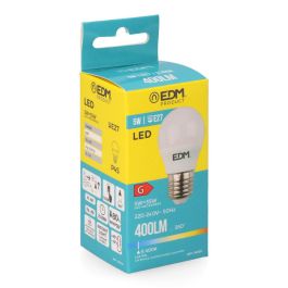 Edm Bombilla esférica LED E27 5W 400lm 6400K luz fría Ø4,5x8cm Clase G