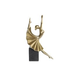 DKD Home Decor Figura Decorativa Moderna de Bailarina Artística en Resina, Acabado Dorado y Negro, 16 cm Largo, 33.5 cm Alto, 20 cm Ancho