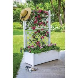Stefanplast Macetero Rectangular con Enrejado para Flores, Diseño Efecto Madera, Medidas 100x43xH142 cm, Gran Capacidad 80 Litros, Color Blanco Stefanplast Macetero Rectangular con Enrejado para Flores, Diseño Efecto Madera, Medidas 100x43xH142 cm, Gran Capacidad 80 Litros, Color Blanco