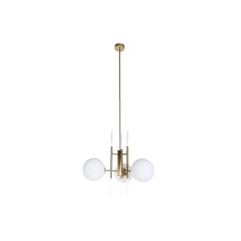 DKD Home Decor Lámpara Techo Moderno Dorado Blanco Metal Cristal 64 x 64 x 64 cm