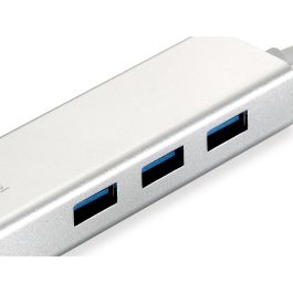 LevelOne USB-0503 Adaptador USB 3.0 a RJ45 Gigabit Ethernet con 3 Puertos USB 3.0 10/100/1000Mbps Plata/Blanco