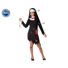 Disfraz Monja Sangrienta Poseída Infantil Niña 10-12 Años Halloween - Vestido Negro y Blanco, Velo y Manchas de Sangre Disfraz Monja Sangrienta Poseída Infantil Niña 10-12 Años Halloween - Vestido Negro y Blanco, Velo y Manchas de Sangre