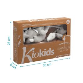 KioKids Móvil Musical para Cuna Elefante Gris con Nubes y Estrellas, Nana Relajante Mecanismo de Cuerda Colección Dolci Amici para Bebés +0 Meses