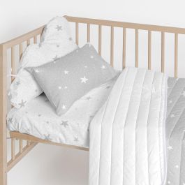 Protector de Cuna HappyFriday Basic Kids Little star Gris 60 x 40 cm Protector de Cuna HappyFriday Basic Kids Little star Gris 60 x 40 cm