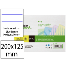 Liderpapel Tarjetas para Estudiar Rayadas Cartulina Colores 170gr 125x200mm Paquete 200 Unidades Precio: 4.99000007. SKU: B169YKWX2X