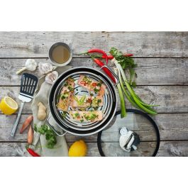 WMF 1743016040 Vaporera Vitalis con Tapa de Cristal 28cm, 5L, Acero Inoxidable, para Inducción y Gas