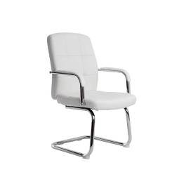 Q-connect Silla de Escritorio Pia Ve Simil Piel Blanca, Base Metálica, Uso Dirección, Dimensiones 1050x610x680mm