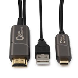 MicroConnect Cable Fibra Óptica Activo USB-C a HDMI de 30m - Transmite Video y Audio 4K UHD para Monitores, TV y Proyectores MicroConnect Cable Fibra Óptica Activo USB-C a HDMI de 30m - Transmite Video y Audio 4K UHD para Monitores, TV y Proyectores