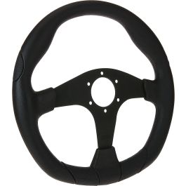 Momo MOMVQUARK350BLKR Volante Tuning Quark 350 mm Piel Negra Ovalado con Radios Antracita y Botón de Bocina Incluido