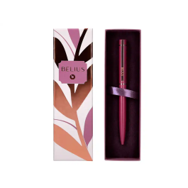 Belius Boligrafo Rose Aluminio Color Burdeos / Oro Rosa Tinta Azul Caja de Diseño 1 mm