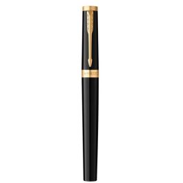 PARKER 2182007 Rollerball Ingenuity, Bolígrafo Negro Brillante GT, Punta Fina, Acero Inoxidable, con Clip, Caja Regalo