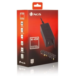 NGS W-45W Cargador Universal 45W 8 Puntas Portátil Acer Asus Lenovo HP Samsung Toshiba