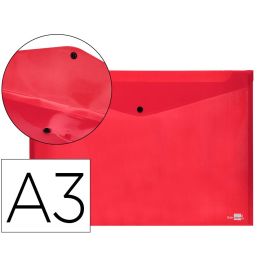 Carpeta Liderpapel Dossier Broche 44243 Polipropileno Din A3 Rojo Translucido 10 unidades