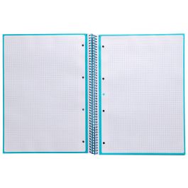 Cuaderno Espiral A4 Micro Antartik Tapa Forrada 80H 90 gr Cuadro 5 mm 1 Banda 4 Taladros Turquesa