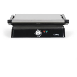 Livoo Parrilla para Carnes y Paninis DOC223 2200W 2 Placas Antiadherente Superficie 29x23 cm Luces Indicadoras