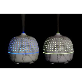 DKD Home Decor Difusor de Aroma Scandi con Humidificador y Luz LED, Colores Blanco y Gris, Capacidad 180 ml, 11.7x12x11.7 cm
