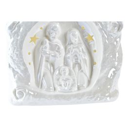 DKD Home Decor Nacimiento Navidad Moderno de Porcelana con LED Blanco, 18x9.5x16.5 cm (Alto x Largo x Ancho), Funciona con 3 Pilas LR44
