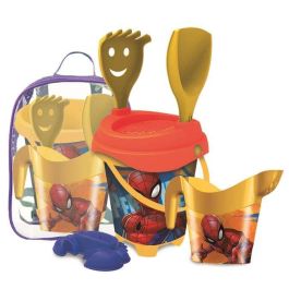 Mochila cubo playa castillo spiderman con cedazo, pala, rastrillo y moldes 18 cm Mochila cubo playa castillo spiderman con cedazo, pala, rastrillo y moldes 18 cm