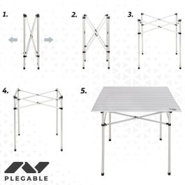Mesa Plegable Aktive Plateado Aluminio 70 x 70 x 70 cm (4 Unidades) Mesa Plegable Aktive Plateado Aluminio 70 x 70 x 70 cm (4 Unidades)