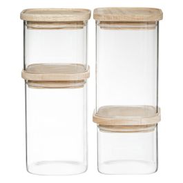 5Five Set 4 botes de cocina herméticos apilables de vidrio y madera Precio: 28.58999979. SKU: S7910527