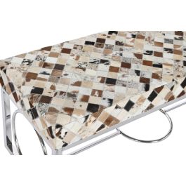 DKD Home Decor Descalzadora Colonial Piel Acero Camel Beige 41 x 44 x 122 cm