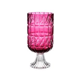 Jarrón de Cristal Tallado Rosa Oscuro Giftdecor 13x26.5x13 cm (6 Unidades)