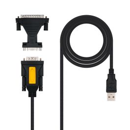 NANO CABLE 10.03.0002 Cable USB a Serie RS232 DB9 Macho, Adaptador DB9/M a DB25/M, 1.8M, Negro
