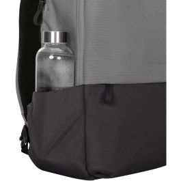 Targus Mochila Sagano Unisex para Portátil 15.6" Negro Gris, Material RPET Reciclado, con Múltiples Bolsillos y Protector de Lluvia
